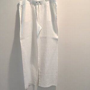 Talbots Signature Classic - White lightweight linen drawstring pant, size XL